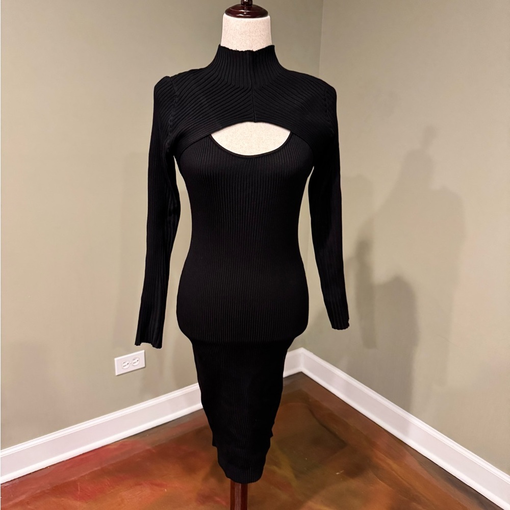 Almost Famous Black Long Sleeve Bodycon Dress
